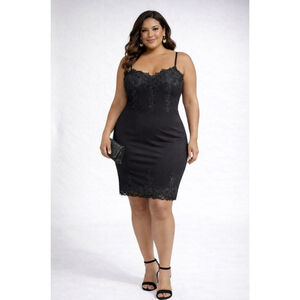 NWOT Black Lace Bodycon Mini Dress – Size XL – Curve-Hugging Fit